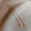 [Set de 3 Piezas] trébol de cuatro hojas cordón para oreja aretes de acero de titanio para mujer aretes de lujo ligero cadena larga para oreja accesorios nuevos