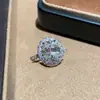Anel Popular Oito Corações e Oito Flechas da Xiaohongshu para Mulheres, Anel de Casamento Simples de Seis Garras de Um Quilate, Anel de Diamante Cor de Ovo de Pombo Transmitido ao Vivo no Tiktok