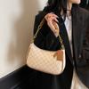 Bolso cruzado de mujer con estampado más vendido, Bolso de media luna de alta gama de moda, Bolso de hombro de color liso con rombos, Bolso de axila simple y versátil
