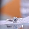 Anillo de Plata Esterlina S925 con Moissanita para Mujer, Anillo Clásico de Copo de Nieve de Seis Garras con Diamante Simulado, Anillo Chapado en Oro Blanco de 18K al por Mayor