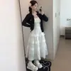 Falda Blanca tipo Tarta para Mujer, Nuevo Estilo Verano 2026, Delgada de Cintura Alta, Línea A, Estilo Ballet, Elegante, con Vuelo, Larga