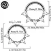 Anel Segmentado Múltiplos Zircônias Titânio G23 Piercing Nariz Titânio Galvanizado Formato Gota Coração Cartilagem Orelha Stud Piercing Joia