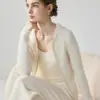 Suéter 100% cashmere para mulheres, outono e inverno, com zíper, capuz, design canelado, corte justo, adequado como camada base ou usado como peça externa, e proporciona calor