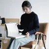 Nuevo Tejido de Lana Pura para Mujer Cuello Redondo Color Sólido Elegante Casual Suave Ceroso Jersey de Manga Larga Versátil Prendas de Punto para Vestir por Debajo