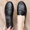 Zapatos de madre de cuero suave genuino White Pillow Crane con suelas de goma blanda, zapatos planos sin cordones para mujeres de mediana edad y mayores, zapatos de abuela