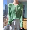 Cárdigan de Punto Fino 100% Lana para Mujer, Color Sólido, Cuello Redondo, Suéter Elegante y Versátil, Prenda Superior de Lana para Primavera y Otoño