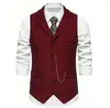 Traje Casual de Chaleco para Hombre Nueva Colección Primavera 2026 Talla Europea Chaleco Retro con Solapa y Cadena para Hombre