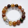 [Potencia de Fuego Completa] Pulsera de Cristal Blanco Natural para Mujer, Flor Roja de Goma Versátil, Ojo de Tigre Amarillo, Pulsera de Flor Amarilla de Goma al por Mayor