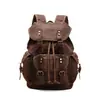Bolsa de lona encerada de grande capacidade para atividades ao ar livre transfronteiriça, Mochila de caminhada em couro Crazy Horse, Mochila de lona impermeável vintage