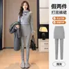 Leggings de mujer de dos piezas falsas para usar como prenda exterior, nuevos pantalones tipo falda de cintura alta que realzan la figura para otoño e invierno, forrados de felpa, algodón puro, pantalones de yoga ajustados de una sola pieza