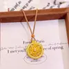 Pingente Bússola Oito Tesouros Rotativa Ponta-Sete Diamantada Banhada a Ouro Latão, Mesmo Estilo que nas Lojas de Ouro, Pingente para Corrente de Suéter de Luxo Leve de Alta Qualidade Feminino