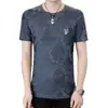 Camiseta de Manga Corta Transfronteriza para Hombre, Nueva Tendencia de Verano Versátil Casual de Seda de Hielo para Hombre con Cuello Redondo de Manga Media