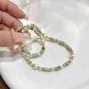 Colar de Pérolas de Água Doce Dopamina Pedra Shoushan Cor Mista Estilo Boêmio Vintage Nicho Colar Pulseira de Contas