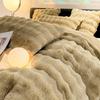 Juego de cama de cuatro piezas de terciopelo de conejo clase A, ropa de cama de terciopelo de leche simple engrosada de doble cara de terciopelo coral, sábana de invierno, funda nórdica estilo Ins