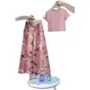 Conjunto de Verão para Meninas 2025 Novo Tendência Moda para Menina Grande Camiseta de Manga Curta Calça Jeans Wide Leg Conjunto de Duas Peças