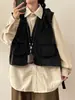 Chaleco de Trabajo Retro Japonés con Múltiples Bolsillos para Hombre, Chaqueta sin Mangas de Marca de Moda para Vestir en Capas, Chaleco Casual Versátil para Primavera y Otoño