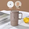Taza de café de acero inoxidable con cuchara, taza aislante de alto valor de color, gran capacidad con pajita, taza, taza, logotipo de regalo