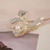 Grampo de Cabelo Elegante Retrô Meio Preso Rabo de Cavalo Tamanho Médio Simples Elegante Clipe de Liga na Parte de Trás da Cabeça Cheio de Pedras Headwear para Mulheres