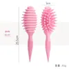 Pente de Shampoo Oval com Cabo Longo para Meninas, Pente de Silicone com Dentes Grossos para Limpeza de Caspa, Pente de Shampoo para Massagem e Anti-Coceira