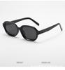 Gafas de Sol Marrones de Montura Negra para Mujer, Retro Europeo y Americano, Nuevo 2025 de Gama Alta, Montura Ovalada, Cara Pequeña, Gafas de Sol Francesas
