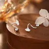 Brincos de Prata de Lei S999 Folha de Ginkgo Parafuso Giratório Estilo Floresta Fresca High-End Exquisite Niche Brinco Dropshipping