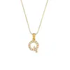 Joyería de Colgante de Moda Versátil Popular Transfronteriza Europea y Americana Acero Inoxidable Chapado en Oro de 18K Cadena de Serpiente Fina Collar de Letra de Circón