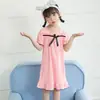 Camisola Infantil, Camisola de Verão Feminina com Manga Curta para Meninas, Algodão Puro, Fina, Pijama Fofo, Vestidos para Crianças Maiores, Roupas de Casa, Moderno
