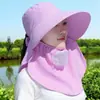 Chapéu de Proteção Solar Completa, Máscara Facial Respirável, Proteção para o Pescoço, Chapéu de Sol Integrado, Chapéu de Sol Anti-UV para Exterior para Mulheres, Verão