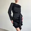 Elegante Vestido de Manga Longa Estilo Francês, Saia Curta, Novo Estilo Primavera e Verão 2026, Saia Sexy Justa ao Corpo, Saia Feminina, Moda Europeia e Americana Transfronteiriça