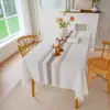 Mantel de algodón y lino, impermeable y resistente al aceite, engrosado, color liso, diseño simple, sensación de alta gama, estilo nórdico, adecuado para mesas de comedor y mesas de café