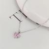 Concha Prateada S925 prata esterlina fresco doce adorável rosa colar feminino tudo-combina moda corrente clavícula formato de coração joias atacado