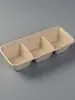 Caixa de Almoço Descartável de Polpa, Caixa de Bolo da Moda com Três Sabores, Caixa Bento Longa Estilo Japonês com Três Compartimentos, Caixa de Sobremesa de Três Peças
