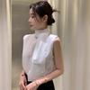 Chic Coreano 2026 Verano Nuevo Diseño Francés Sin Mangas Diseño de Cinta Camisa Top para Mujer