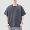 Playera casual de manga corta de 210g para hombre verano 2025 nuevo diseño sentido color sólido manga media cuello redondo de alta gama playera holgada