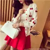 Cardigan largo de punto con bordado de cerezas, cuello redondo, estilo coreano, nuevo para Primavera y Otoño 2020, abrigo para mujer, venta al por mayor