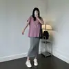 Saia Midi de Malha para Gestante Sem Cós Primavera Outono Roupa Externa 2026 Nova Slimming Corte Reto Abraça o Quadril Saia Base Feminina Verão