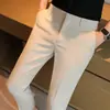 Novas calças de terno masculinas de alta qualidade, estilo comércio exterior japonês e coreano, calças cropped modernas, formais para negócios, corte slim fit, afuniladas, com bom caimento
