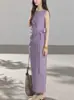 Vestido Elegante e Estiloso de Algodão e Linho com Amarração na Cintura para Mulheres, Versátil para o Trabalho e Uso Casual
