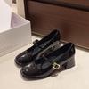 Sapatos Femininos Mary Jane Prata Outono 2025 Novo Retro Francês Sapatos de Couro de Salto Médio para Combinar com Saias, Sapatos de Salto