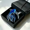 Cristalería Zibo Hecho a Mano Puro Vidrio Iridiscente Colgante Pez Luna Moda Pez Koi Collar Clavícula Regalo Transfronterizo
