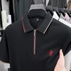 Estilo Nuevo de Verano Camisa Polo de Moda para Hombre con Media Cremallera, Color Sólido Bordado para Hombres Jóvenes y de Mediana Edad, Estilo Coreano de Alta Gama Casual de Manga Corta para Hombre