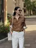 Camisa de lino estilo vintage para mujer, nueva colección otoño 2026, de alta gama, corte holgado, adelgazante y protector solar, top de algodón y lino