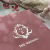 Cajas de Regalo de Terciopelo Rosa Personalizadas al por Mayor, Invitaciones de Boda de Terciopelo de Lujo, Invitaciones de Boda de Nicho de Gama Alta, Tarjetas de Boda