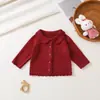 2026 Nuevo Cárdigan de Punto para Bebé Niña con Solapa 100% Algodón Puro Estilo Otoño/Invierno Abrigo Suéter Floral Tejido a Mano