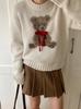 Suéter feminino estilo coreano com desenho animado tridimensional, gola redonda, novo suéter solto antienvelhecimento para outono e inverno para pequenos