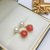 Populares y Elegantes Aretes de Tuerca de Perla Bun de Agua Dulce Natural con Mariposa, Corazón de Durazno, Flor y Carácter de Bendición Chapados en Oro de 14K