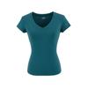 Camiseta Simples Retrô Americana com Decote V e Manga Curta para Mulheres Verão Básica Elástica Slim Roupa Externa para Usar por Baixo Simples Top de Cor Pura
