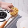 Escova de pote estilo japonês em madeira de faia, uma ferramenta de limpeza de cozinha para esfregar panelas e louças, remove eficazmente óleo e sujeira, e possui um cabo longo para facilitar a limpeza