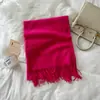 Cachecol de Comércio Exterior Cor Sólida Feminino Imitação de Caxemira Outono e Inverno Novo Cachecol Quente de Comprimento Médio Grande Xale Atacado