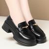 Una generación de mocasines de suela gruesa para mujer, nuevos de primavera y otoño, estilo británico retro, muffin, zapatos pequeños de cuero, tacón grueso, zapatos negros